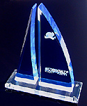 Exclusive Sailing Trophy, blue laminated acrylic
